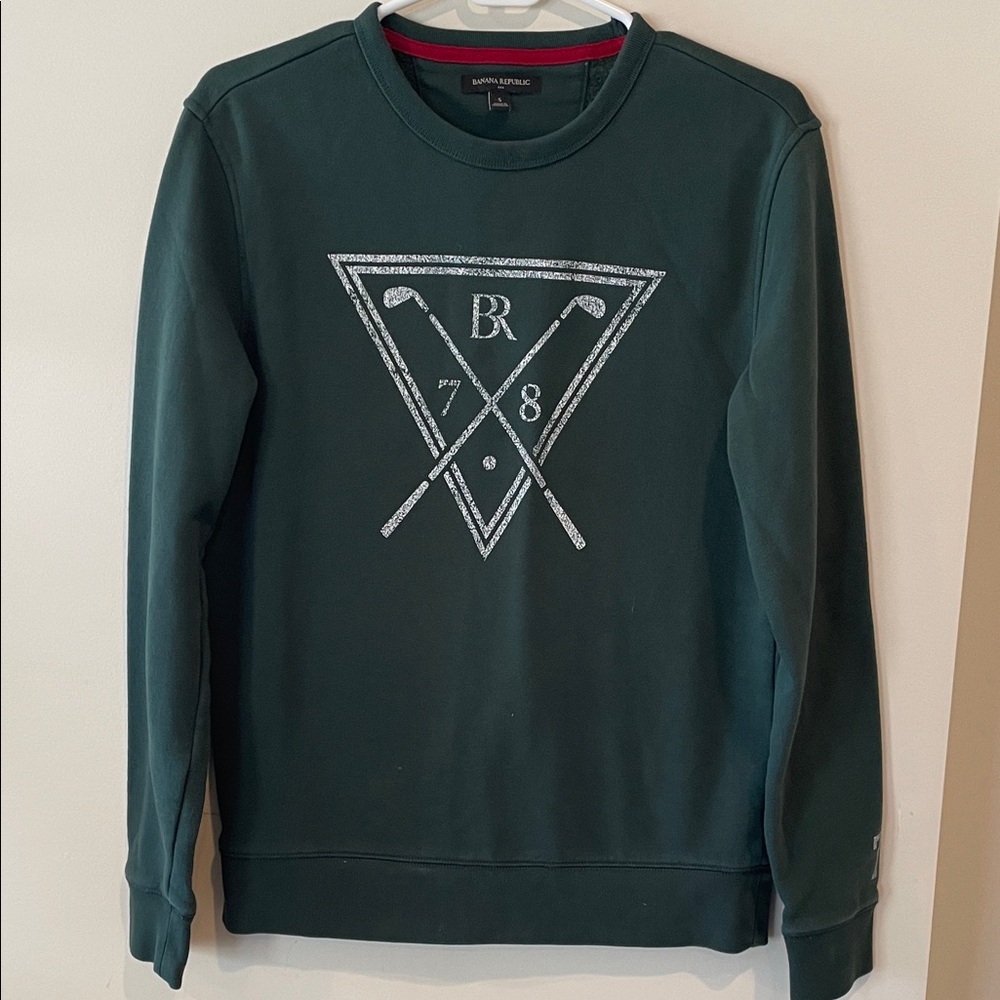 Banana Republic Forest Green Graphic Crewneck Sweater size small